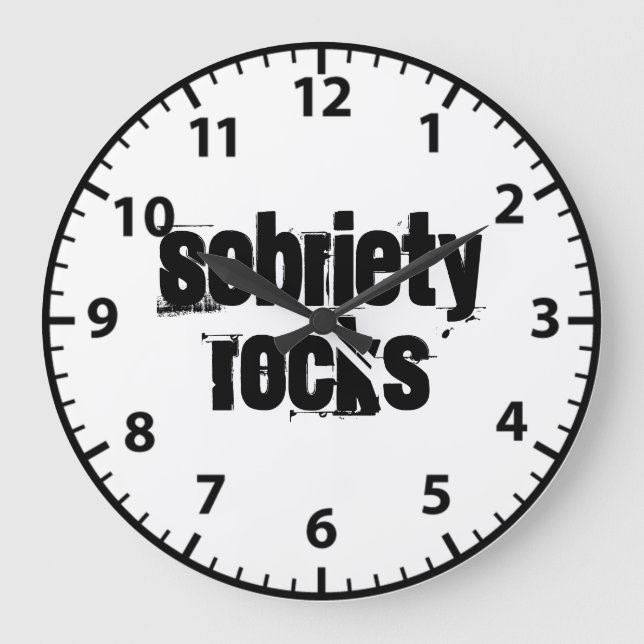 12 Step Recovery Sobriety Slogan Alcoholic Addict Large Clock (Front)