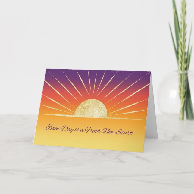 12 Step Recovery Sun New Day Encouragement  Card (Front)
