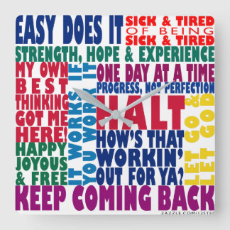 12 Step Slogans Square Wall Clock