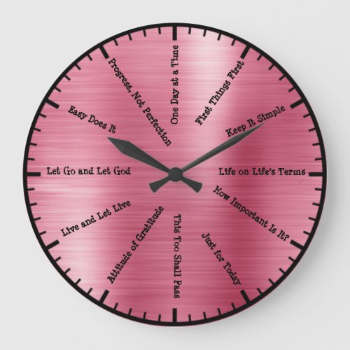 12 Step Sobriety Alcoholics Pink Wall Clock
