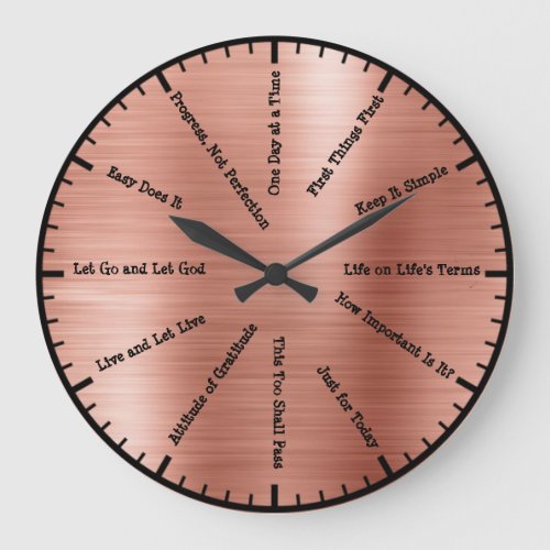 12 Step Sobriety Alcoholics Rose Gold Wall Clock