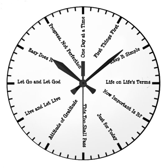 12 Step Sobriety Clean & Sober Slogans Wall Clock