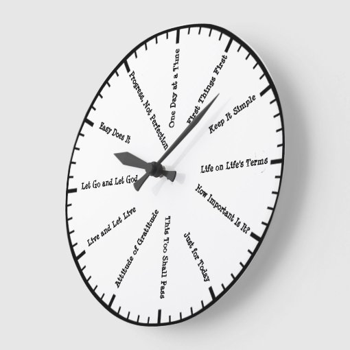 12 Step Sobriety Clean & Sober Slogans Wall Clock Zazzle