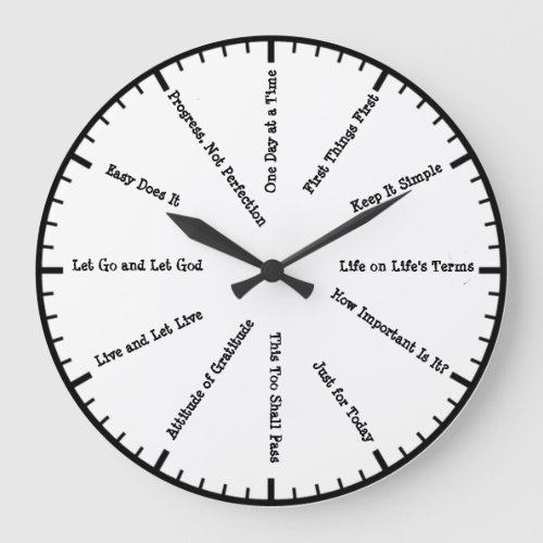 12 Step Sobriety Clean  Sober Slogans Wall Clock