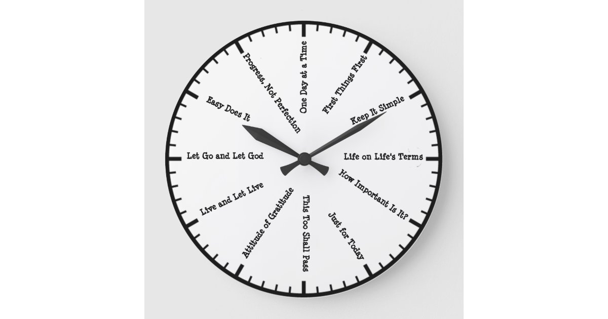 12 Step Sobriety Clean & Sober Slogans Wall Clock Zazzle