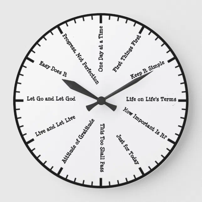 12 Step Sobriety Clean & Sober Slogans Wall Clock Zazzle