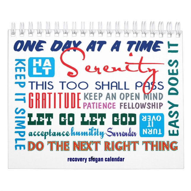 12 step sobriety slogans calendar (Cover)
