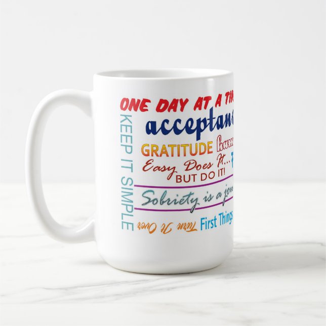 12 step sobriety slogans mug 25z (Left)