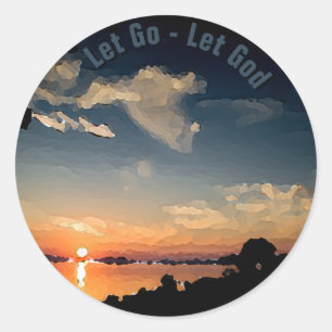 12-Step Sunset Over Lake Balaton - Personalized Classic Round Sticker