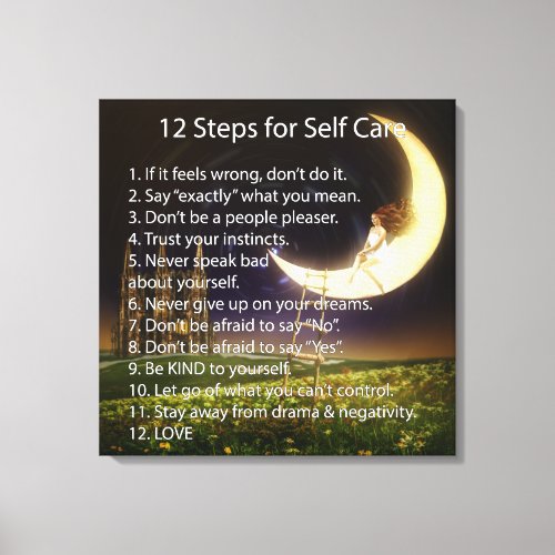 12 Steps for Self Care Canvas Print