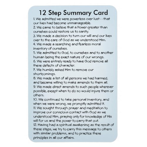 12 Steps Summary Card Magnet
