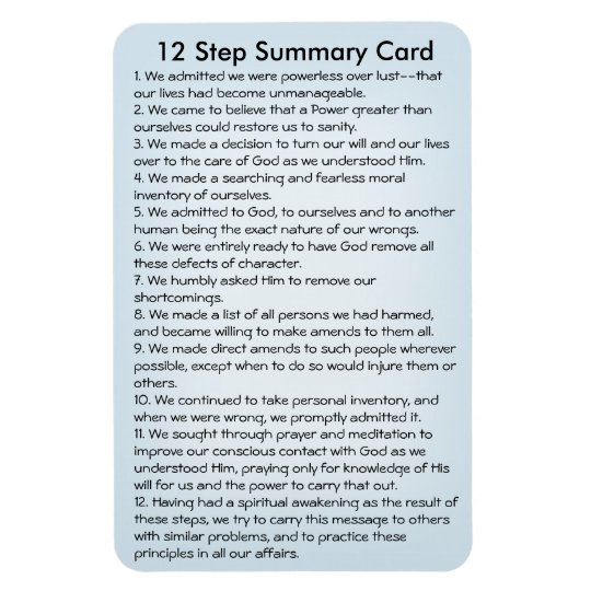 12 Steps Summary Card Magnet | Zazzle.com