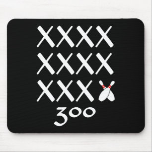 12 Strikes Perfect Bowling Game T Shirt - 300 Bowl Mouse Pad