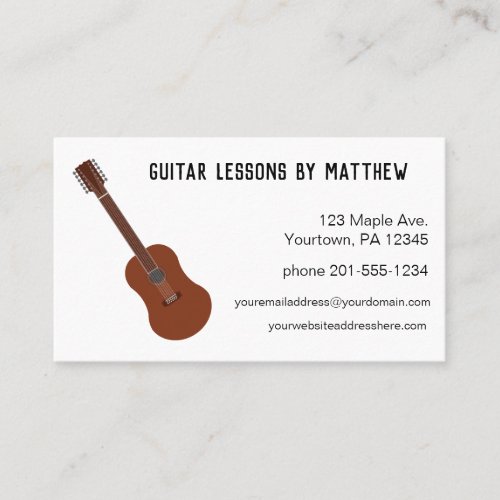 12 String Guitar Music Lessons Business Card