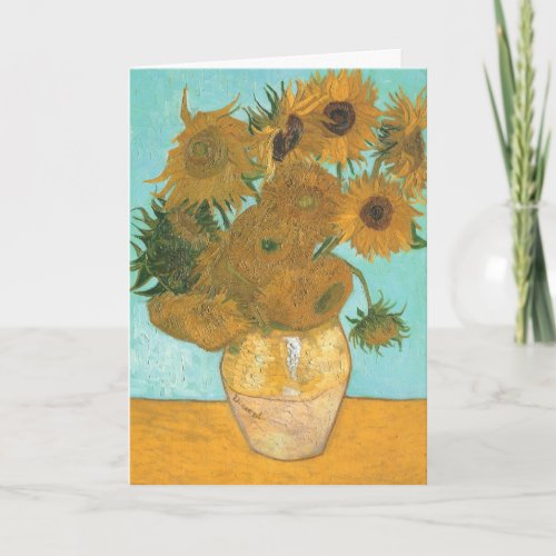 12 Sunflowers by van Gogh Vintage Floral Valentine Holiday Card
