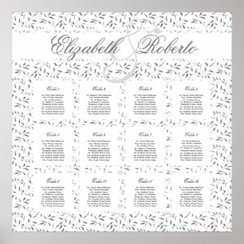 12 Table 80 To 120 Guest Wedding Seating Chart by BridalSuite at Zazzle