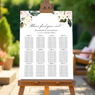 12 Table Boho Floral Wedding Seating Acrylic Chart Foam Board