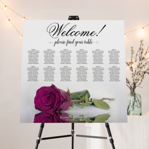 12 Table Cassis Magenta Rose Welcome Seating Chart Foam Board