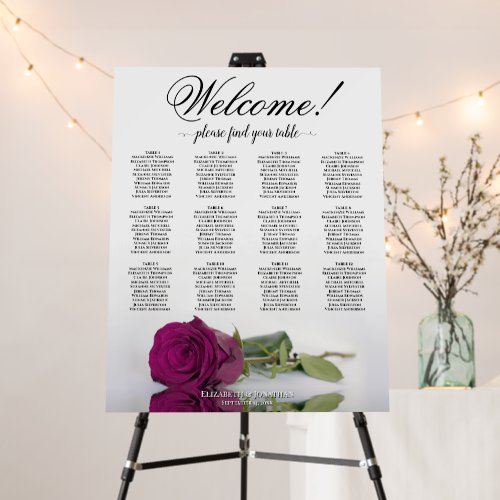 12 Table Cassis Magenta Rose Welcome Seating Chart Foam Board