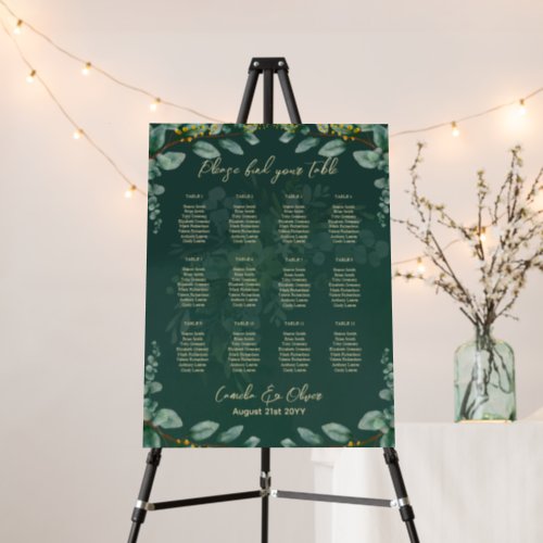 12 Table Greenery Eucalyptus PHOTO Seating Chart Foam Board