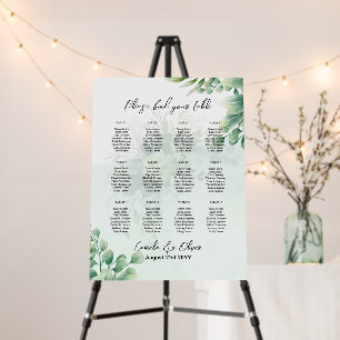 12 Table Greenery Eucalyptus PHOTO Seating Chart Foam Board