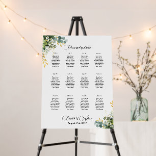 12 Table Greenery Eucalyptus Wedding Seating Chart Foam Board