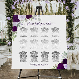 12 Table Purple Boho Floral Wedding Seating Chart Foam Board