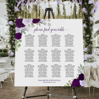 12 Table Purple Boho Floral Wedding Seating Chart