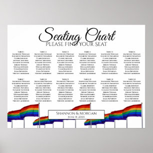 12 Table Rainbow Flags Gay Wedding Seating Chart