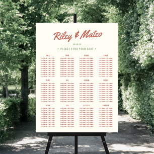 12 TABLE Retro Modern Earth Wedding Seating Chart Foam Board