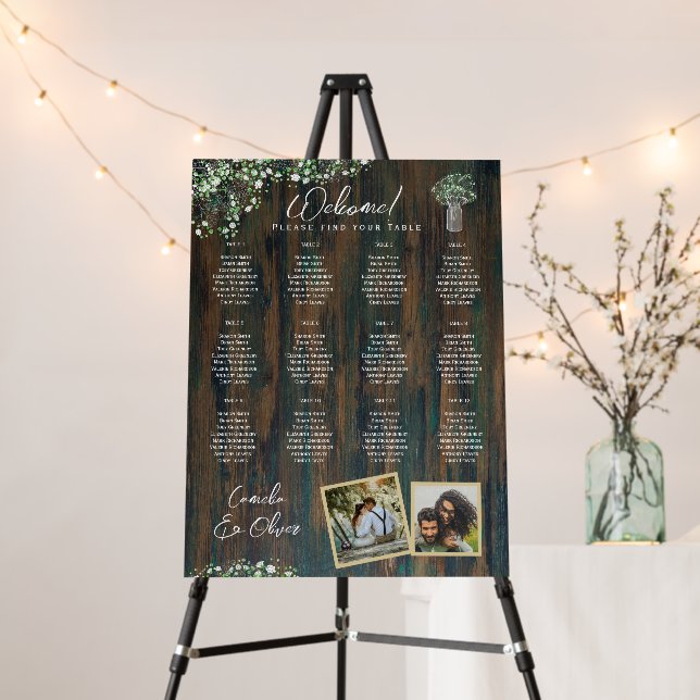 12 Table Rustic Wood Gypsophila PHOTO SEATING Foam Board (In Situ (Stand))