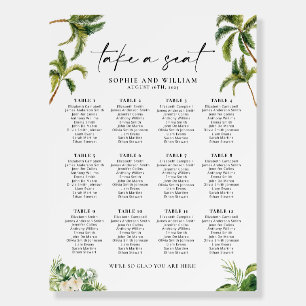 12 Table Seating Chart, Tropical Seating Chart Foam Board