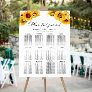 12 Table Sunflower Fall Wedding Seating Chart Foam Board