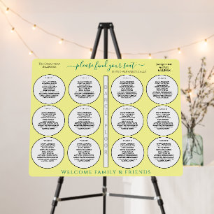12 Table Wedding Chart Tropical Yellow Green Foam Board