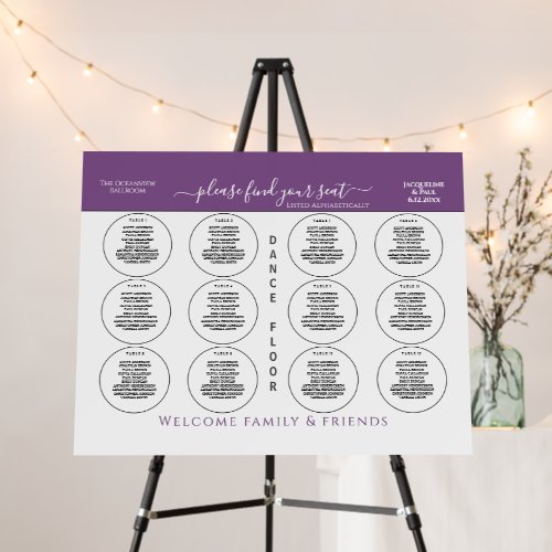 12 Table Wedding Dusty Violet White Circle 2 Foam Board