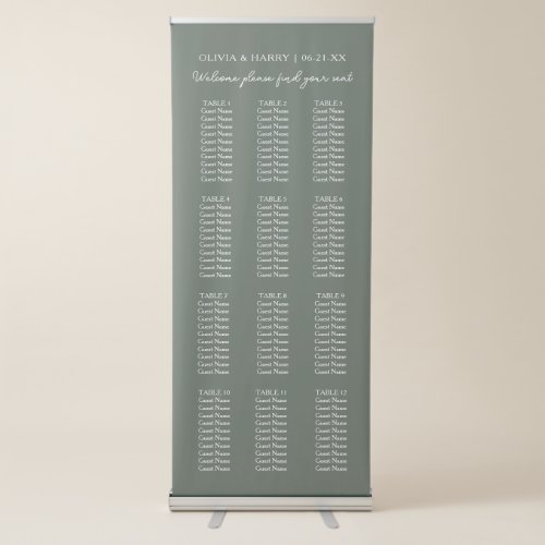 12 Table Wedding Seat Chart Retractable Banner