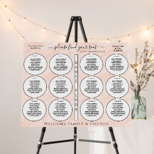 12 Table Wedding Seating Blush Watercolor Foam Board