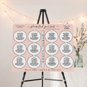 12 Table Wedding Seating Chart Blush Black Foam Board