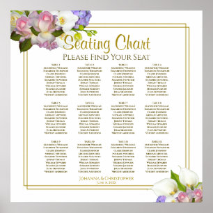 12 Table Wedding Seating Chart Floral Pastel