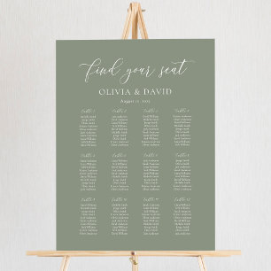 12 table Wedding Seating Chart Sage Green Color Foam Board