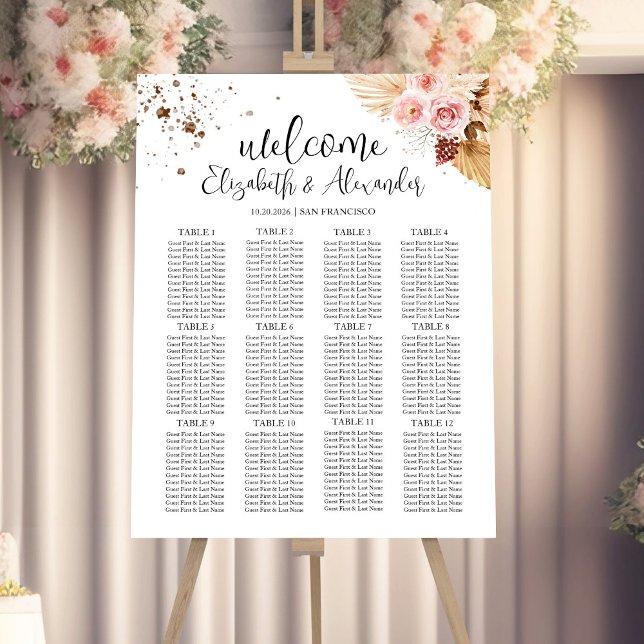 12 Table Wedding Seating Chart Sign | Boho Glitter (Creator Uploaded)