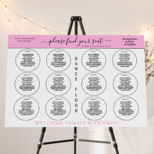 12 Table Wedding Seating Light Pink White Circle Foam Board
