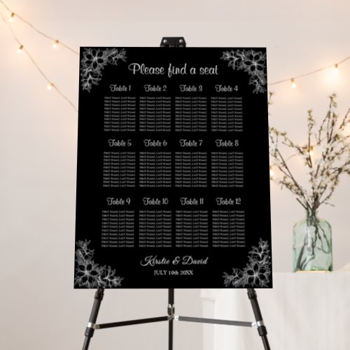 12 Table White Ornate Floral Seating Chart Foam Board