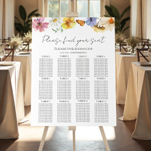 12 Table Wildflower Boho Wedding Seating Chart Foam Board