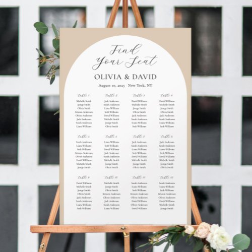 12 Tables Beige Arch Find Your Seat Seating Chart Foam Board