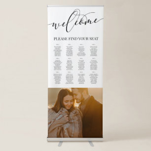 12 Tables Black Script Welcome Photo Wedding Retractable Banner