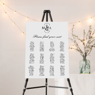 12 Tables Elegant Ampersand Monogram Wedding Foam Board