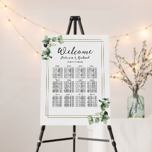 12 Tables Greenery Wedding Seating Chart Board
