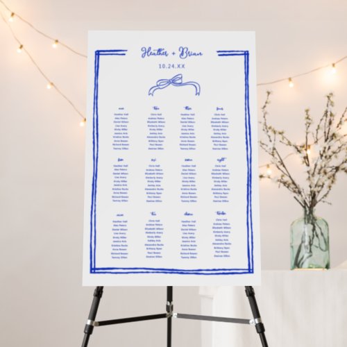 12 Tables Hand Drawn French Blue Wedding Seating  Foam Board