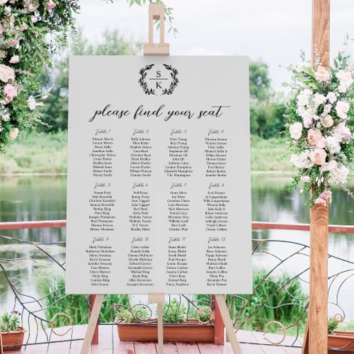 12 Tables Laurel Wreath Monogram Wedding Foam Board
